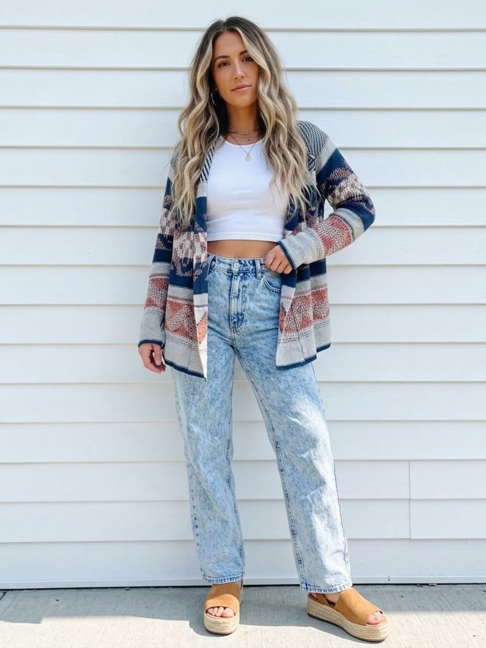 Retrod Aztec Print Knit Cardigan Size Medium Casual Western Boho